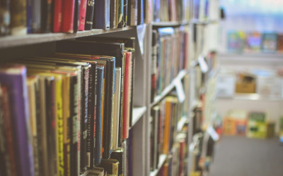 Books organized in a shelf